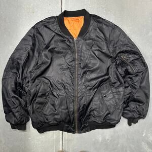 Vintage Jordan Craig MA-1 Flight Bomber Jacket Mens 3XL Black Orange Mens Zip